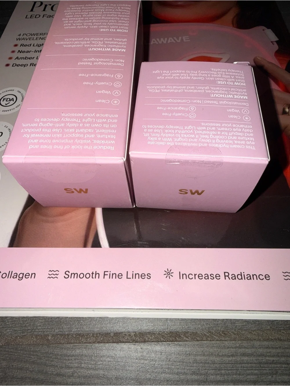 SOLAWAVE Wrinkle Retreat Pro LED Face Mask + Skincare Bundle NWT